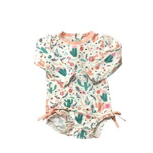 Ruffle Butts Toddler Girls UPF 50+ Long Sleeve Rash Guard SwimsuitSize 18-24M